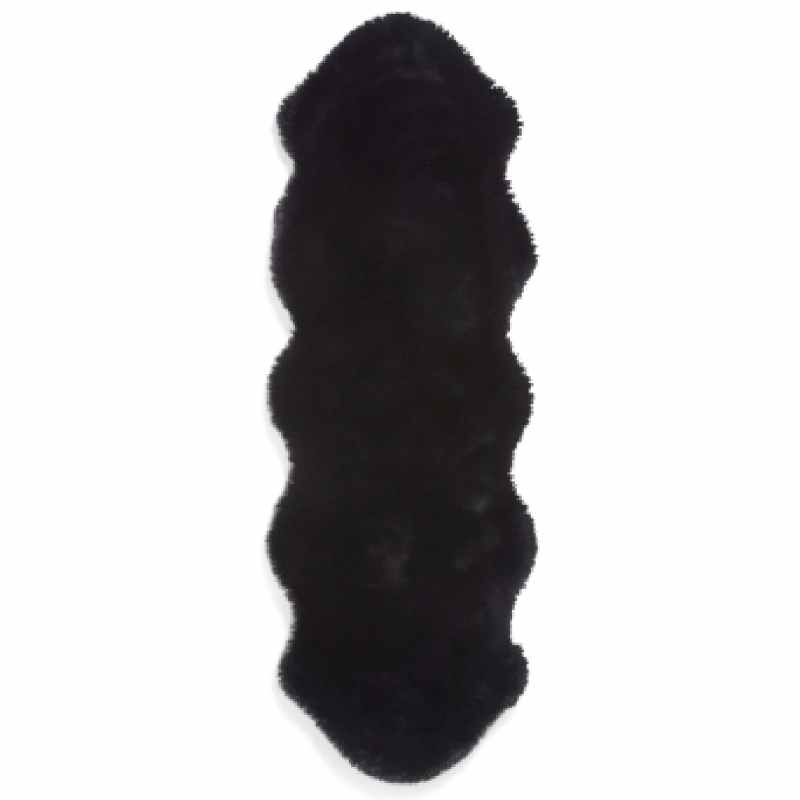 Super Teddy Plain Shaggy Faux Sheepskin Rugs in Black