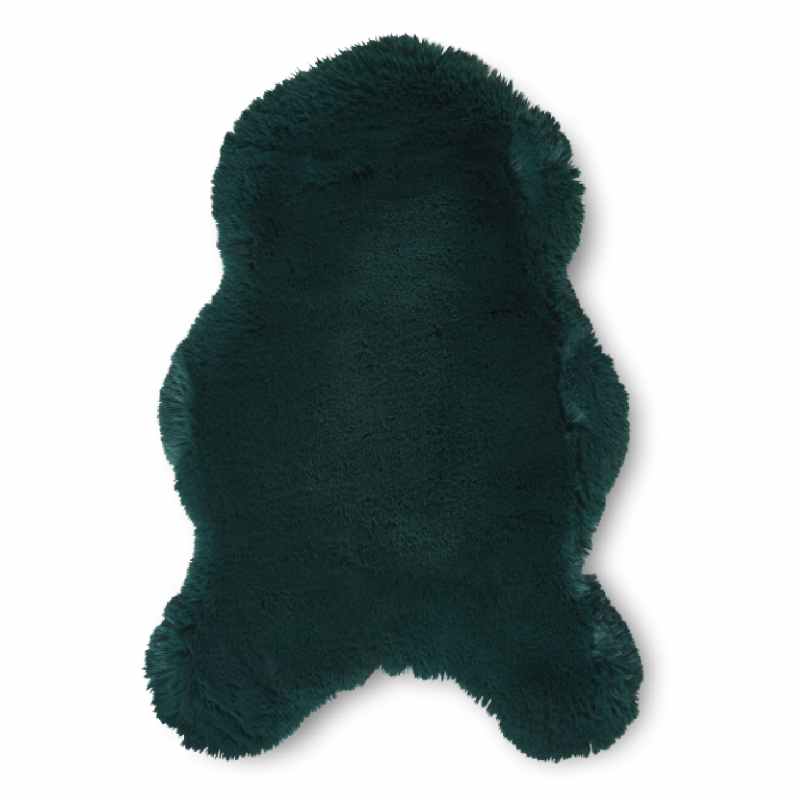 Super Teddy Plain Shaggy Faux Sheepskin Rugs in Jewel Green