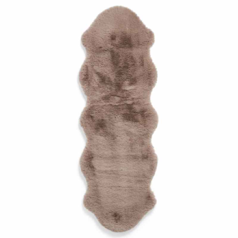Super Teddy Plain Shaggy Faux Sheepskin Rugs in Mink Brown