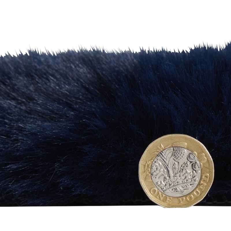 Super Teddy Plain Shaggy Faux Sheepskin Rugs in Navy Blue