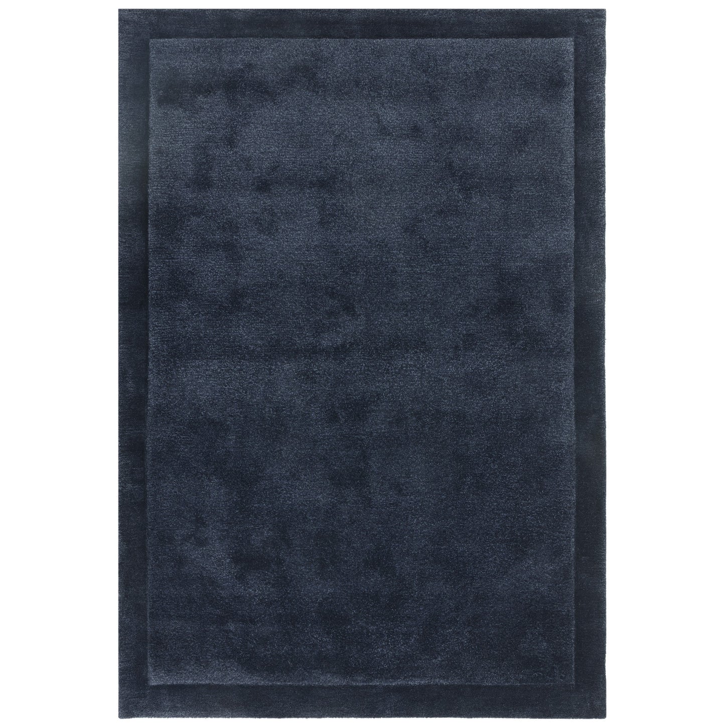 Rise Modern Plain Hand Carved Wool Rugs in Navy Blue