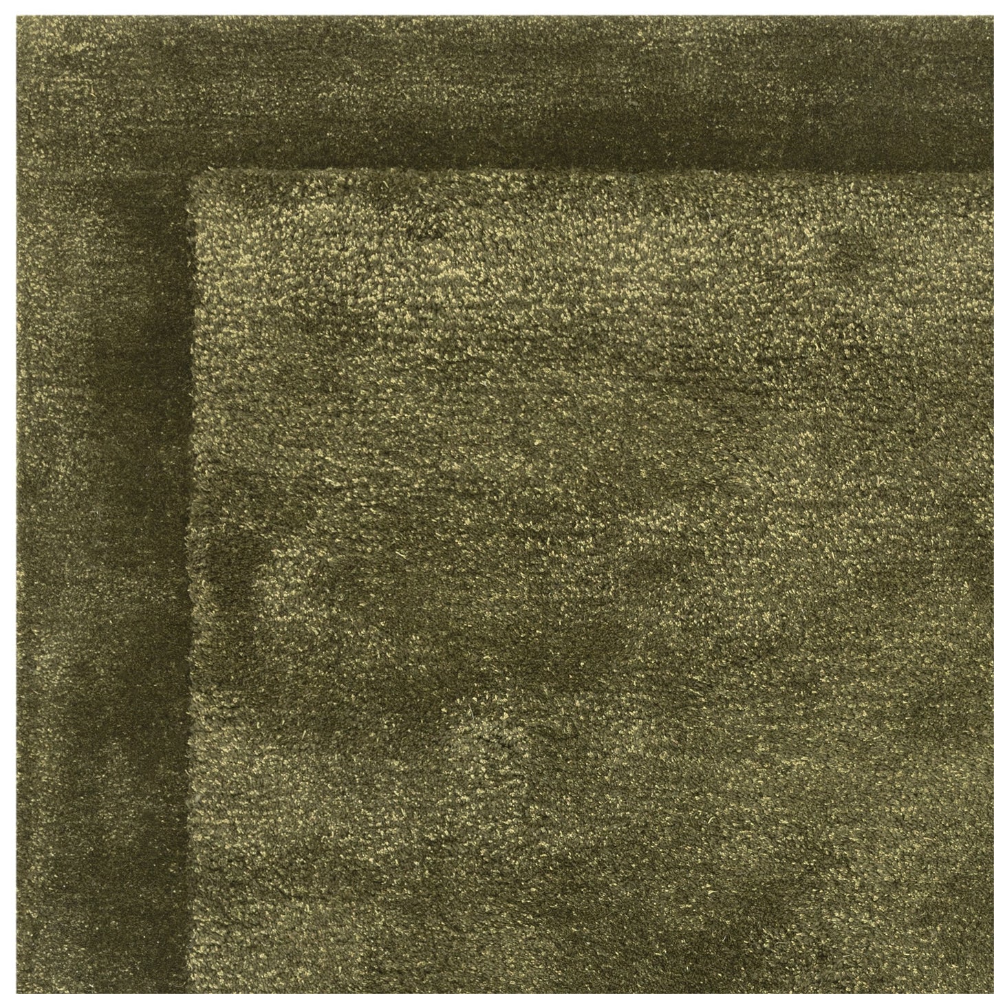 Rise Modern Plain Hand Carved Wool Rugs in Olive Green