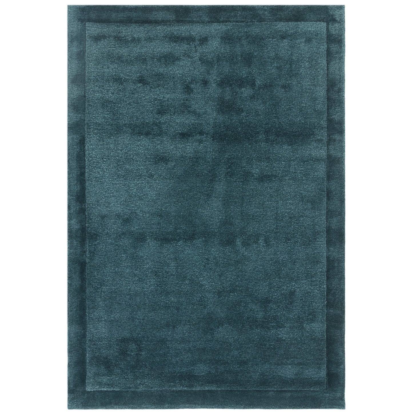 Rise Modern Plain Hand Carved Wool Rugs in Teal Blue