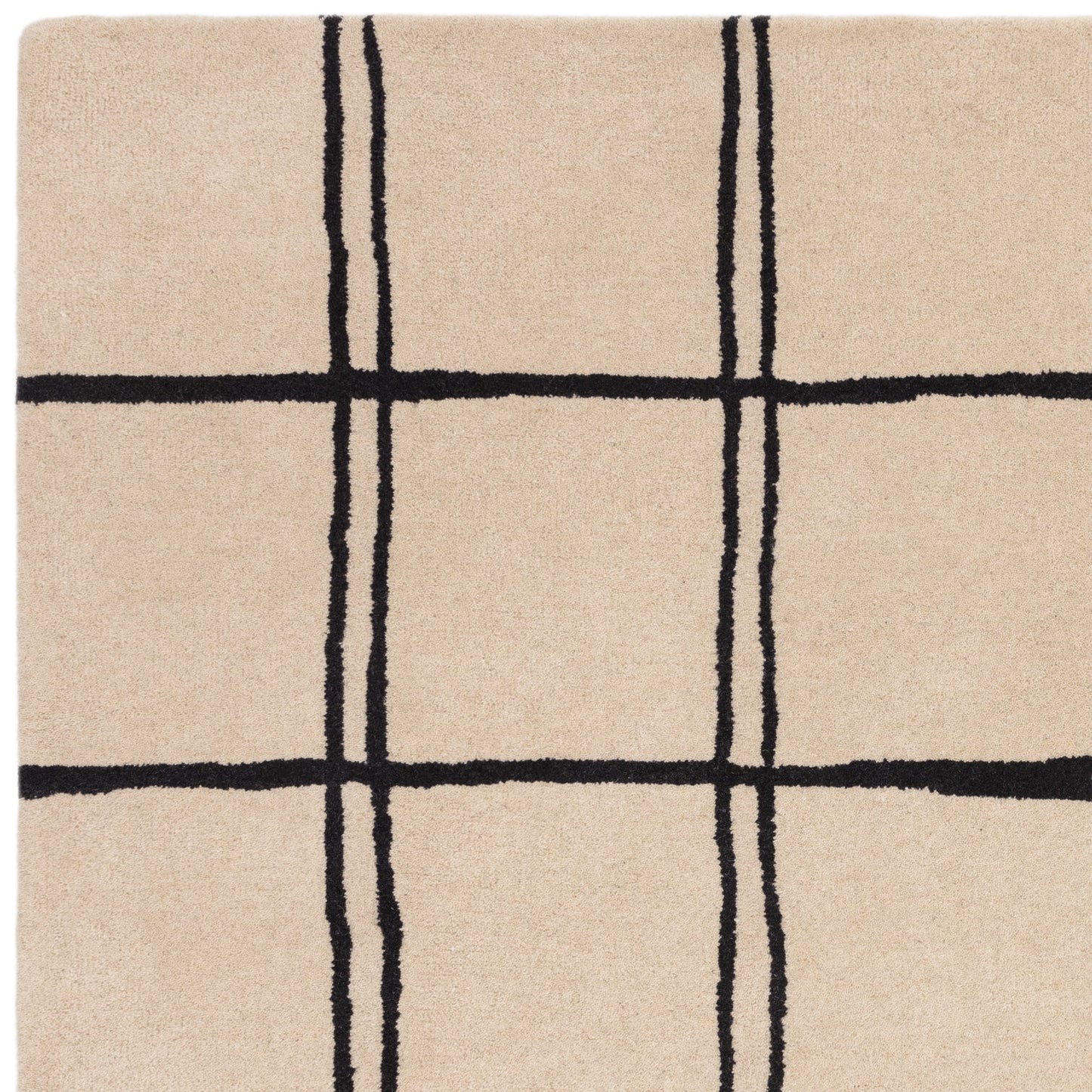 Albany Grid Modern Geometric Wool Rugs in Monochrome