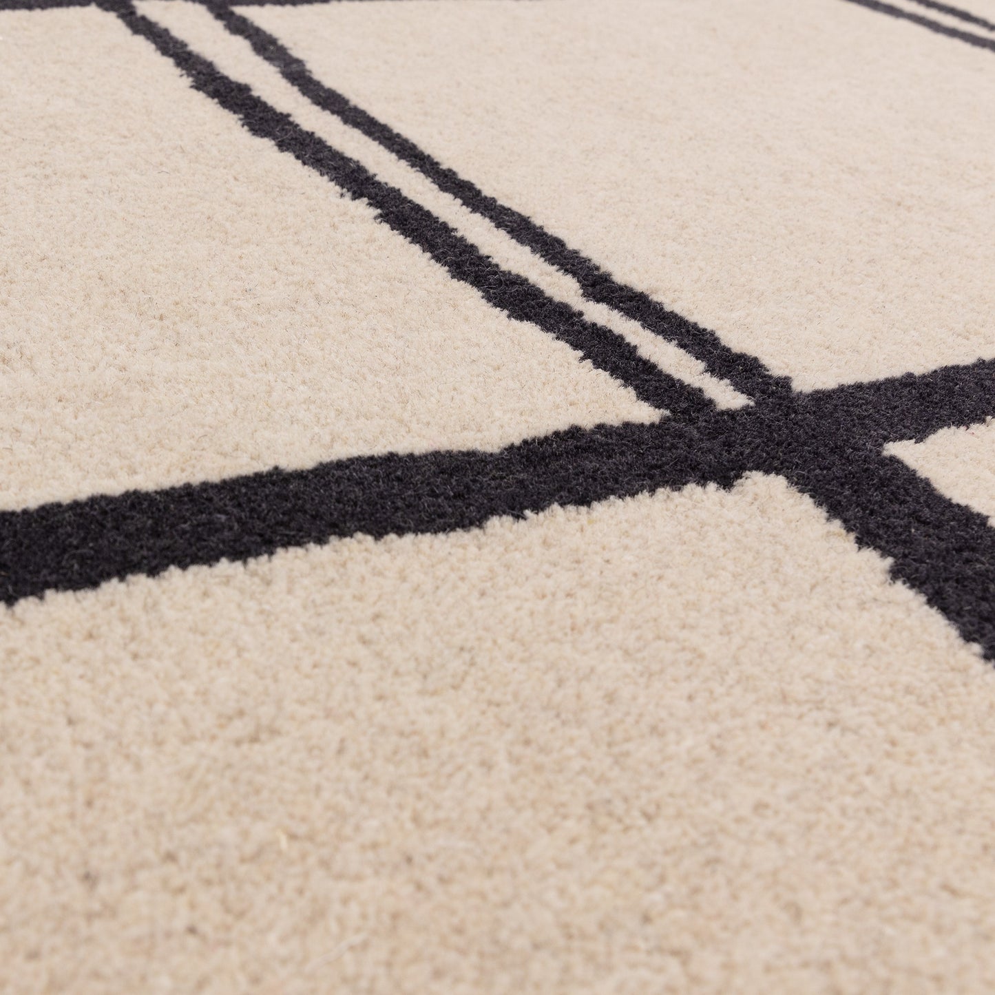 Albany Grid Modern Geometric Wool Rugs in Monochrome