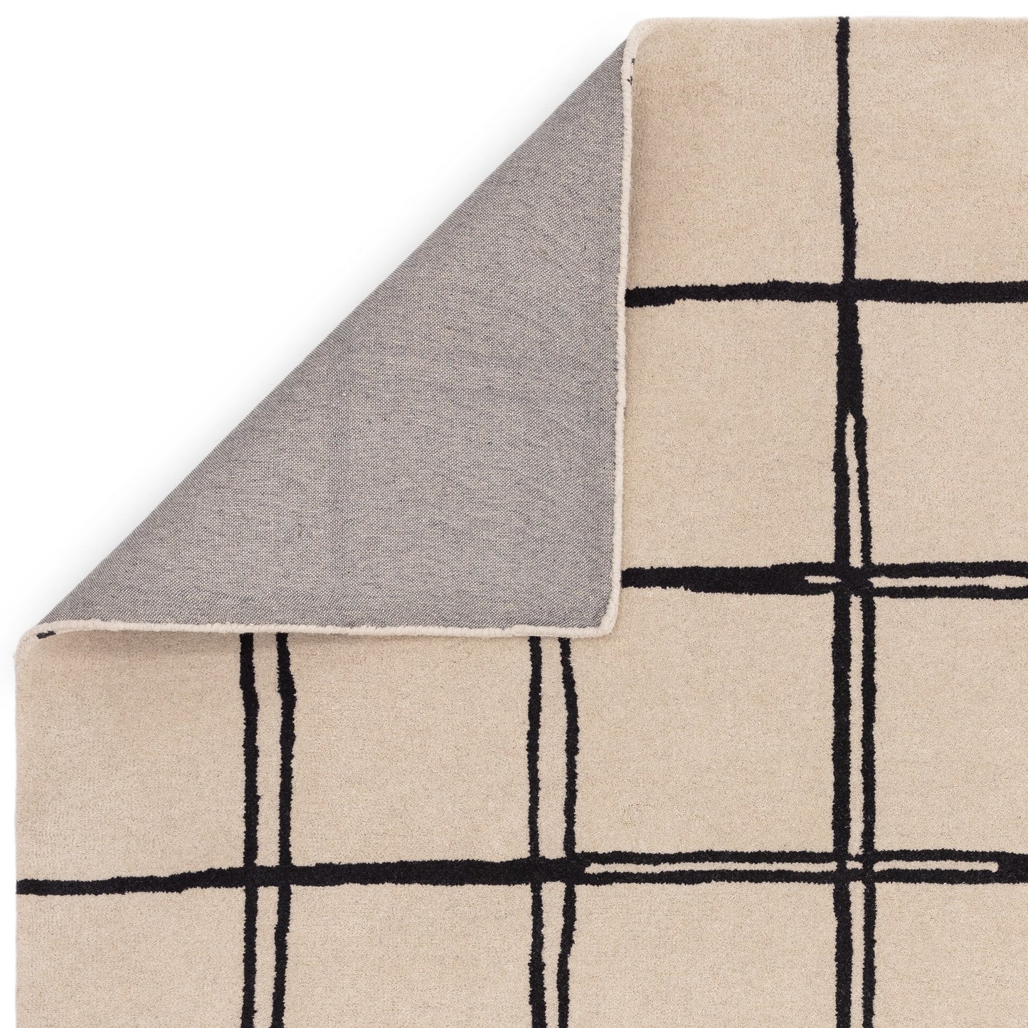 Albany Grid Modern Geometric Wool Rugs in Monochrome