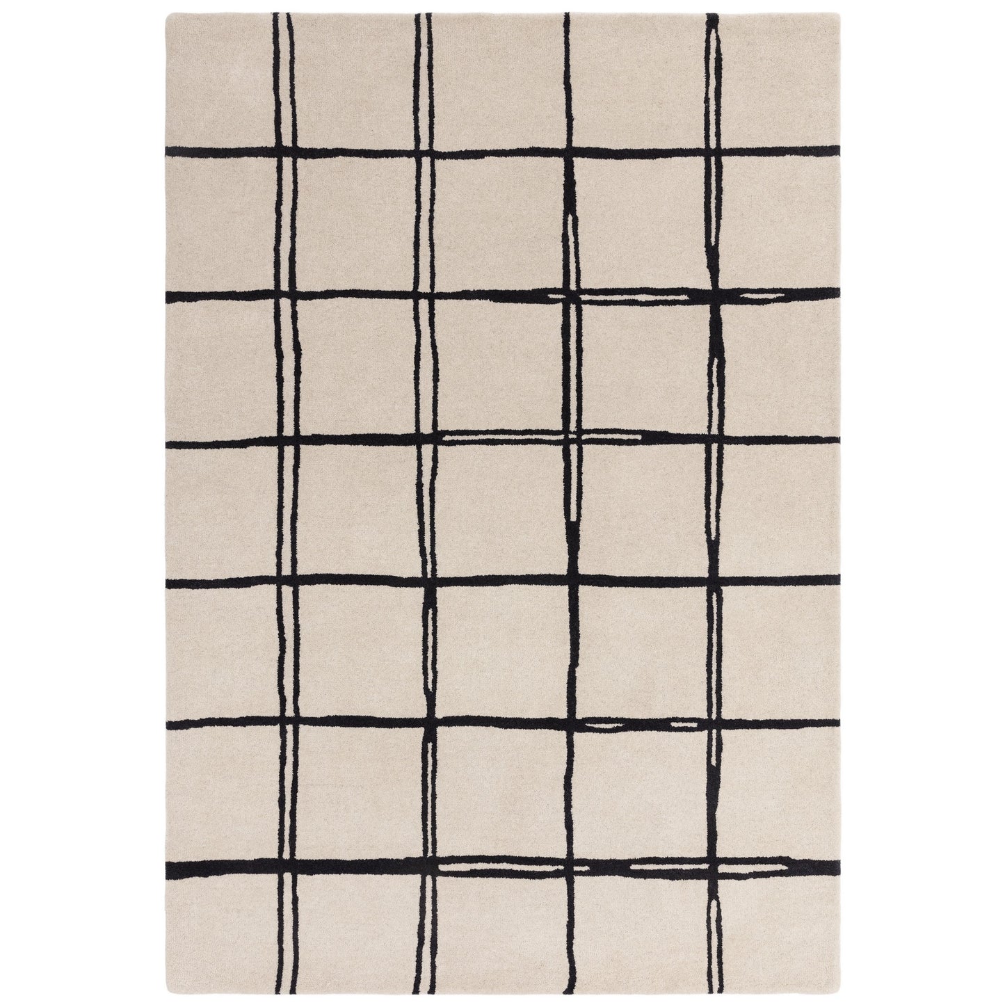 Albany Grid Modern Geometric Wool Rugs in Monochrome