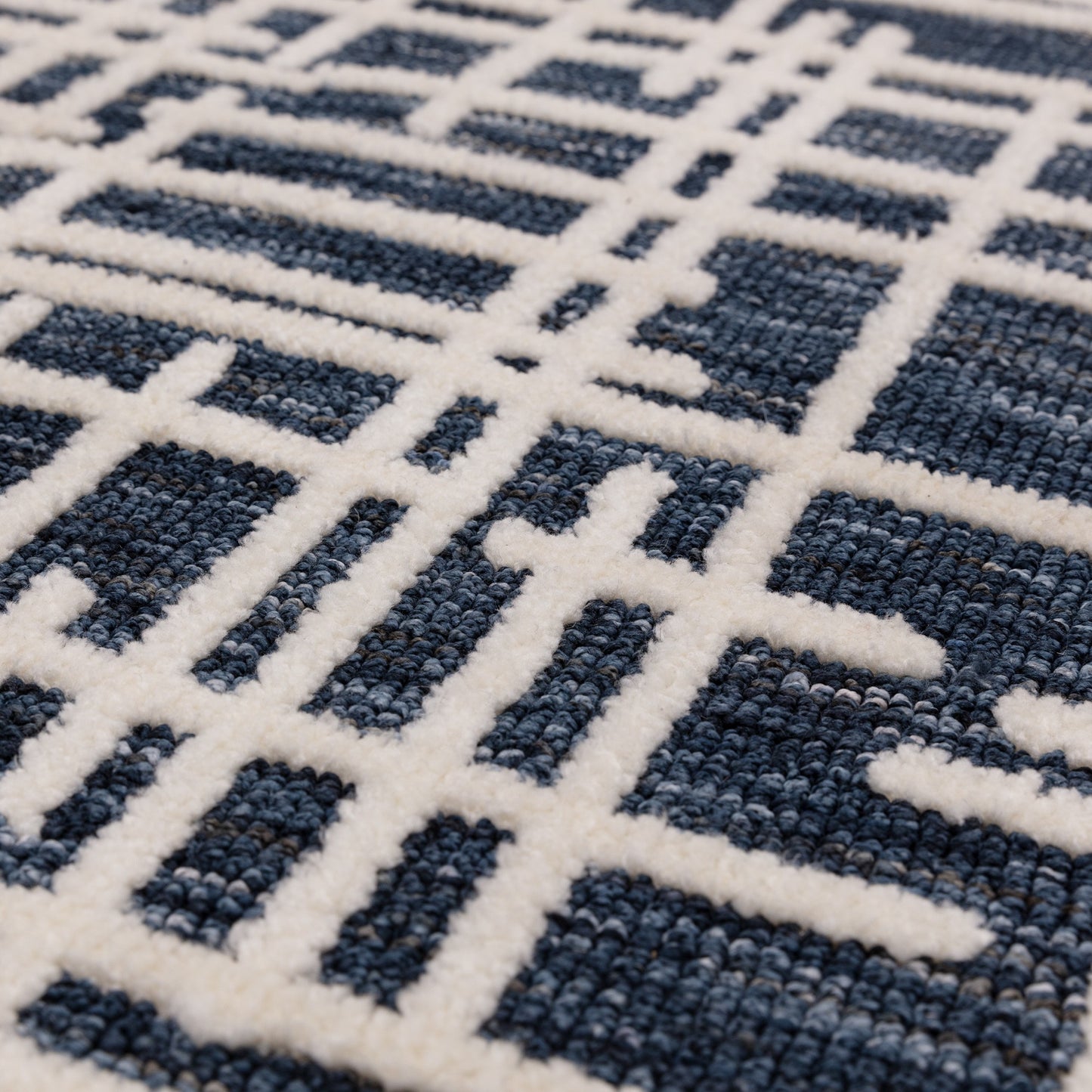 Mason Blueprint Abstract Woven Rugs in Blue