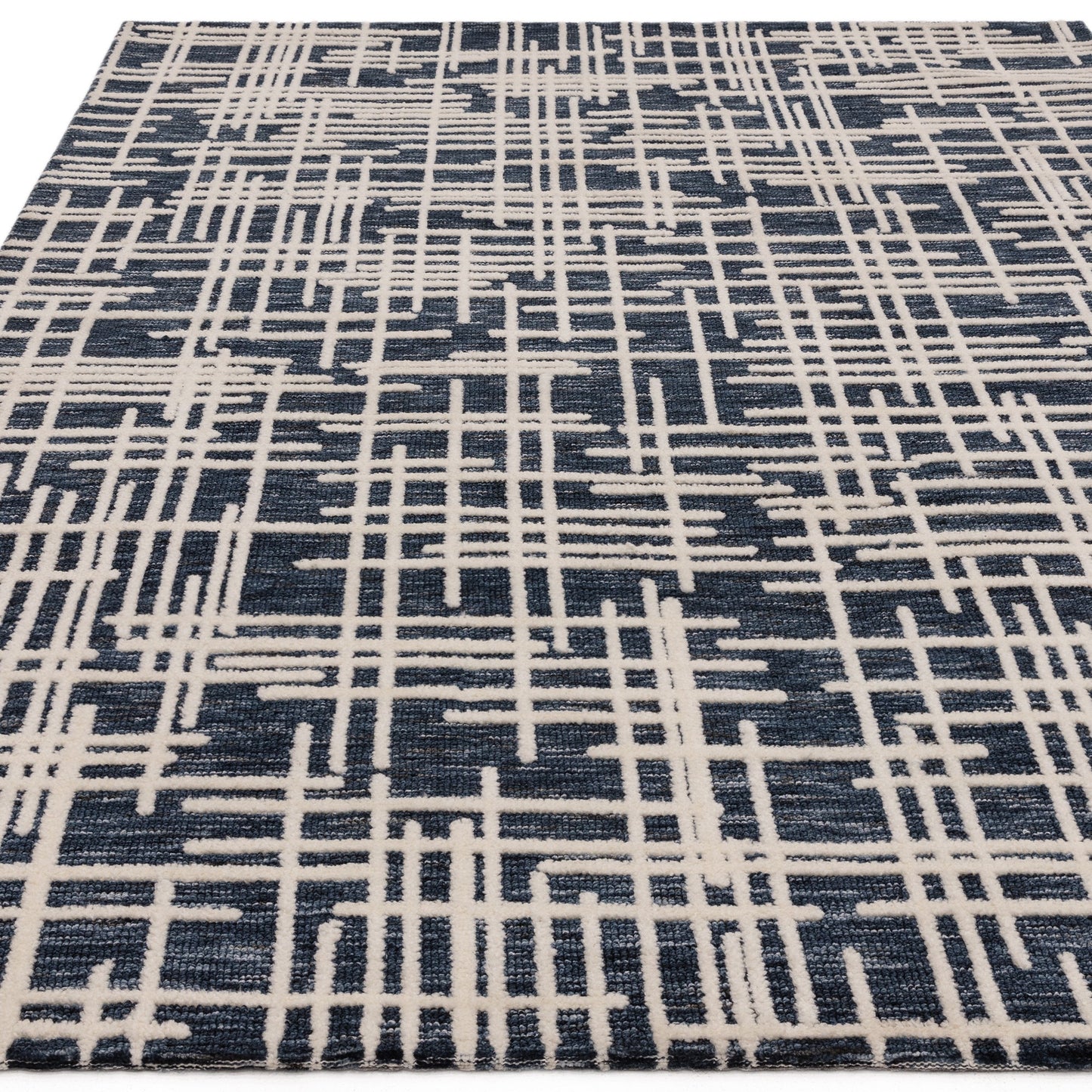 Mason Blueprint Abstract Woven Rugs in Blue