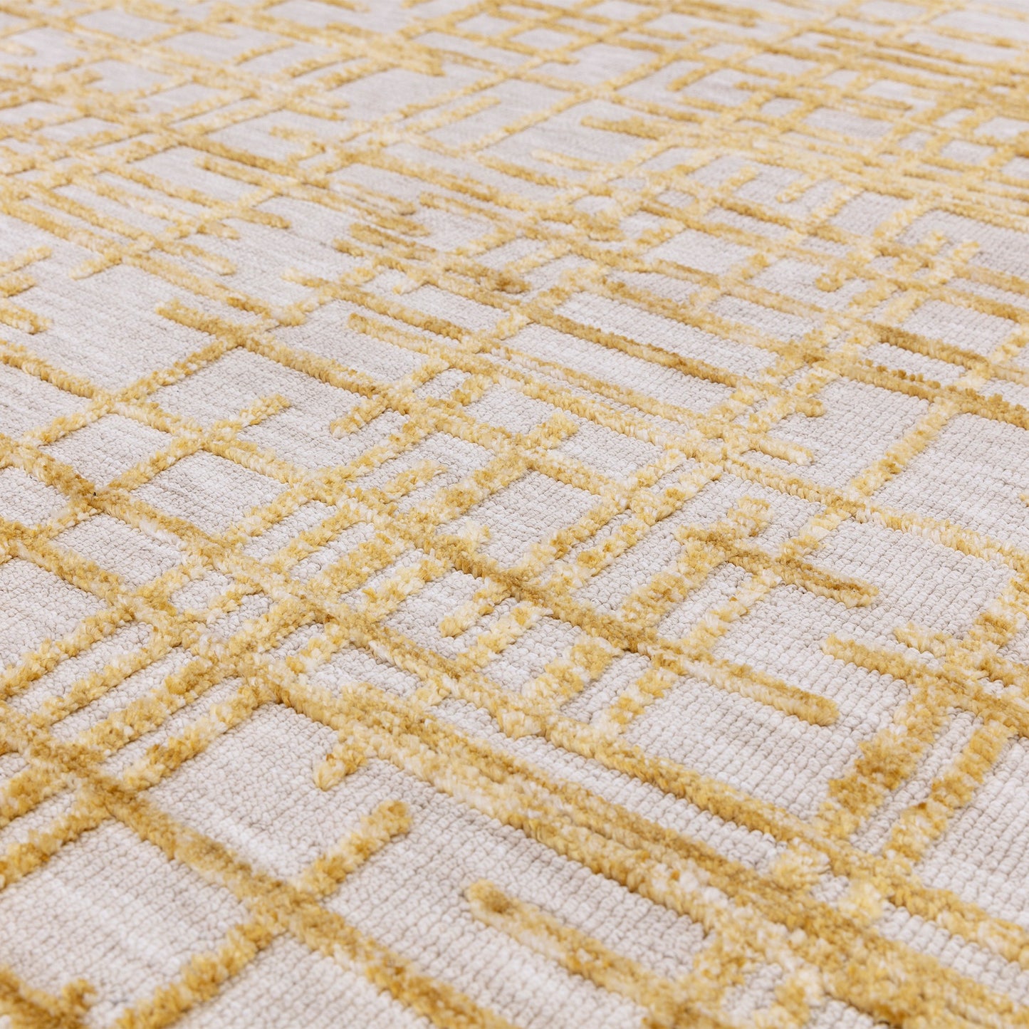Mason Draft Modern Abstract Rugs in Yellow Gold
