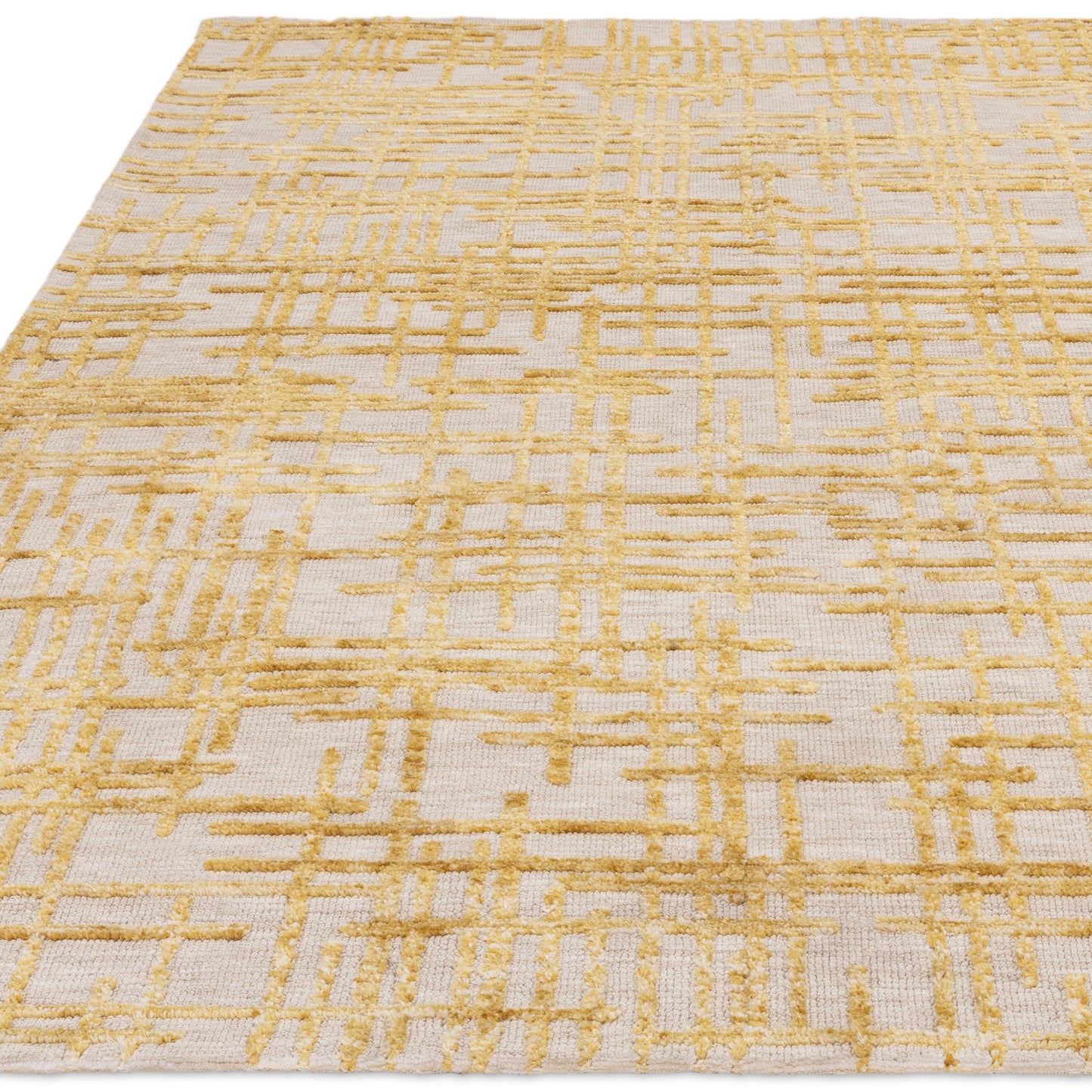 Mason Draft Modern Abstract Rugs in Yellow Gold
