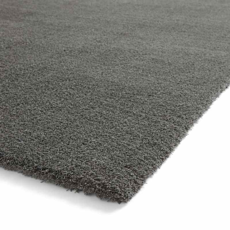 Kara Plain Shaggy Washable Rug in Charcoal Grey