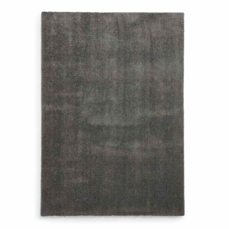 Kara Plain Shaggy Washable Rug in Charcoal Grey