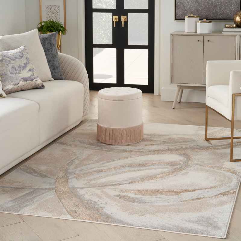 Brushstrokes BSK01 Abstract Rug by Nourison in Beige Grey