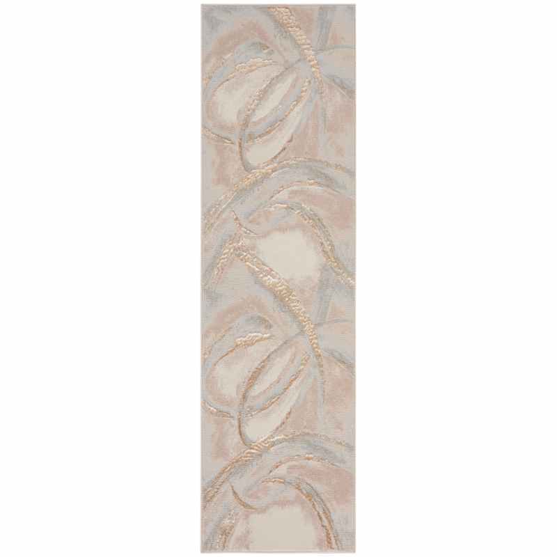 Brushstrokes BSK01 Abstract Runner Rug by Nourison in Beige Grey