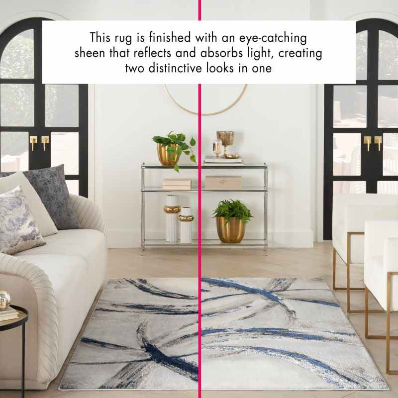 Brushstrokes BSK02 Abstract Rug by Nourison in Grey Navy