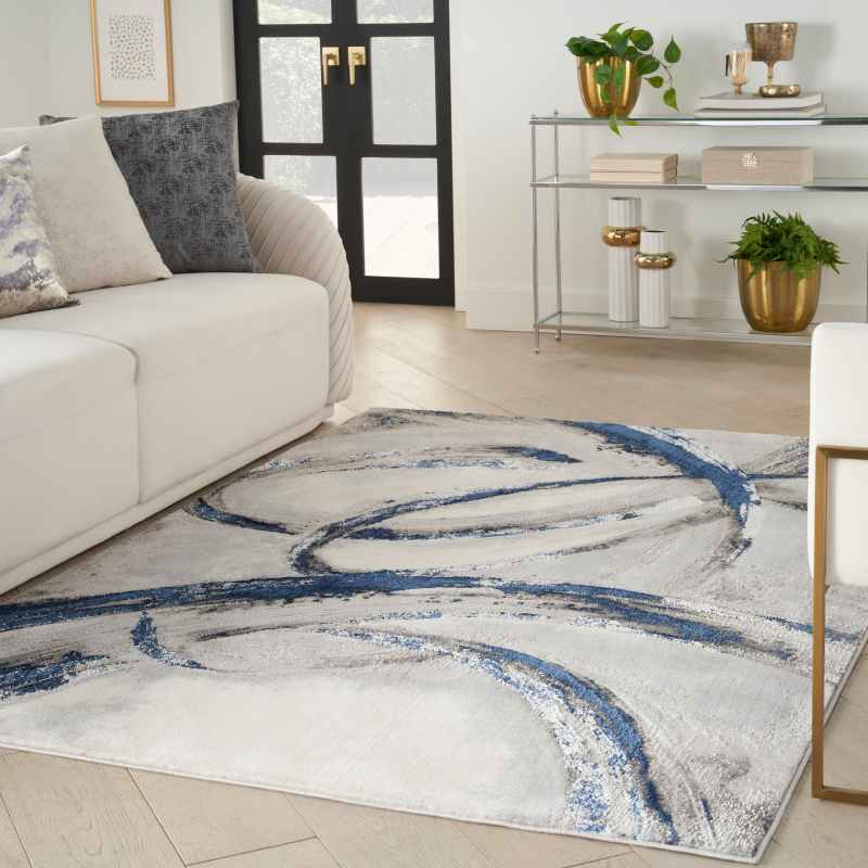 Brushstrokes BSK02 Abstract Rug by Nourison in Grey Navy