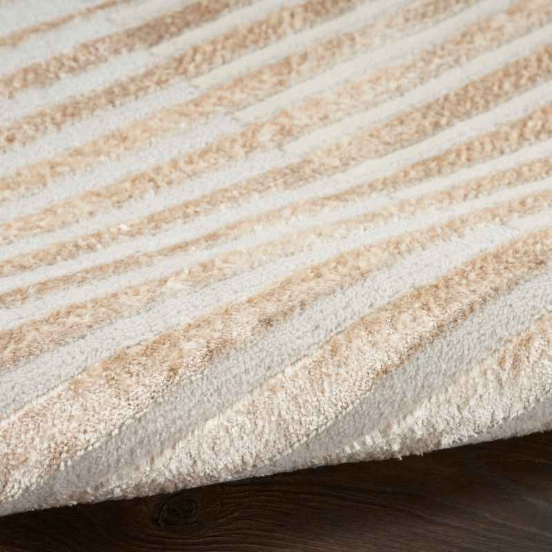 Brushstrokes BSK04 Stripe Runner Rug by Nourison in Beige Silver