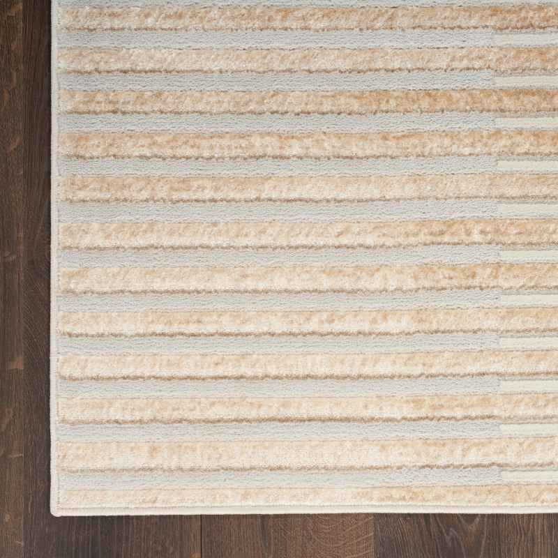 Brushstrokes BSK04 Stripe Runner Rug by Nourison in Beige Silver