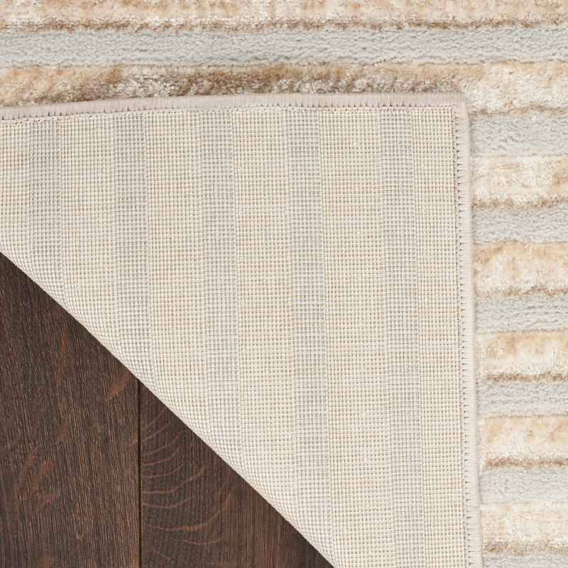 Brushstrokes BSK04 Stripe Runner Rug by Nourison in Beige Silver
