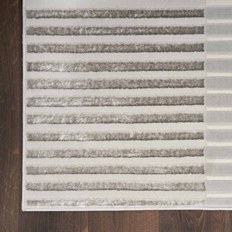 Brushstrokes BSK04 Stripe Runner Rug by Nourison in Silver Grey