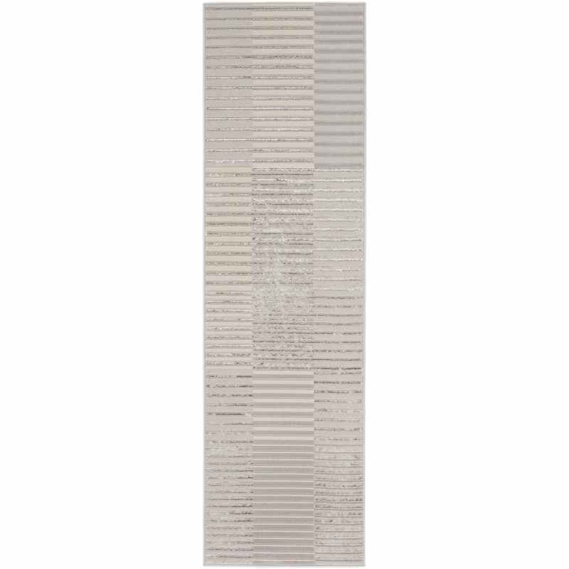 Brushstrokes BSK04 Stripe Runner Rug by Nourison in Silver Grey