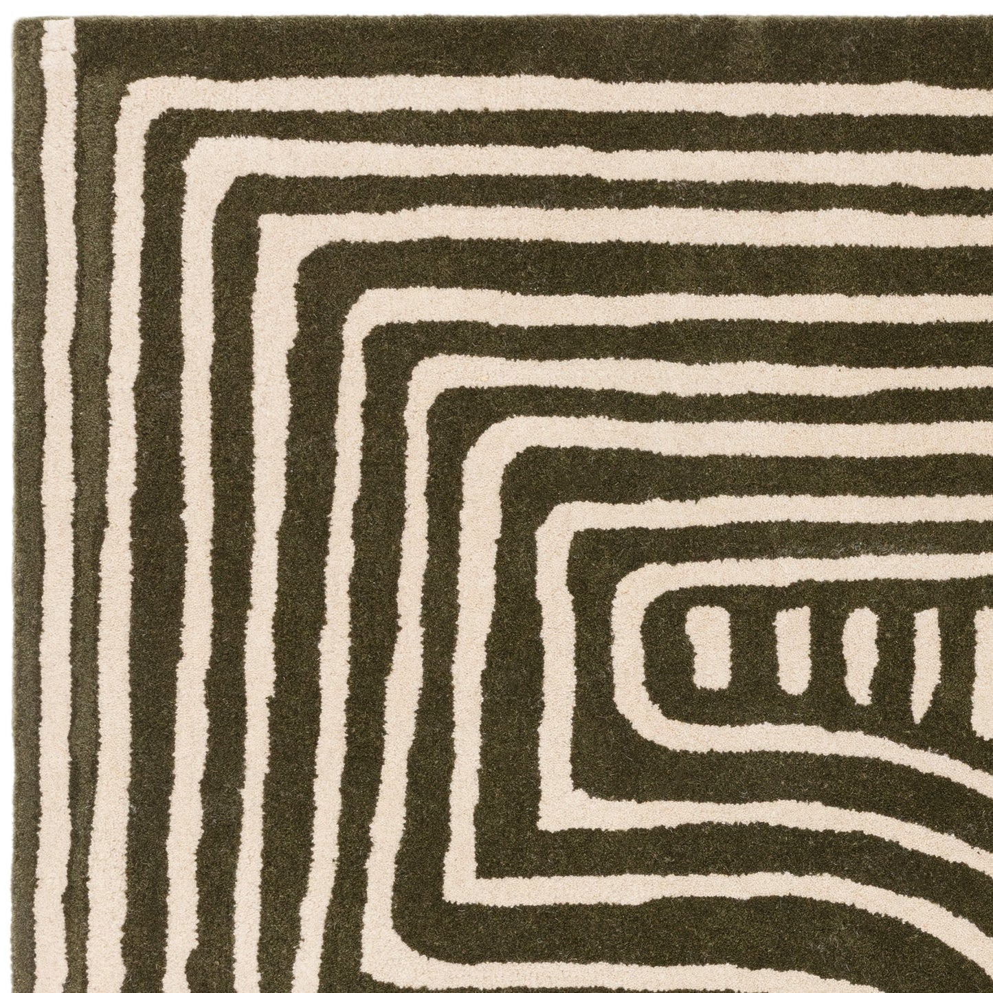 Reef Curve RF30 Modern Abstract Rug in Forest Green