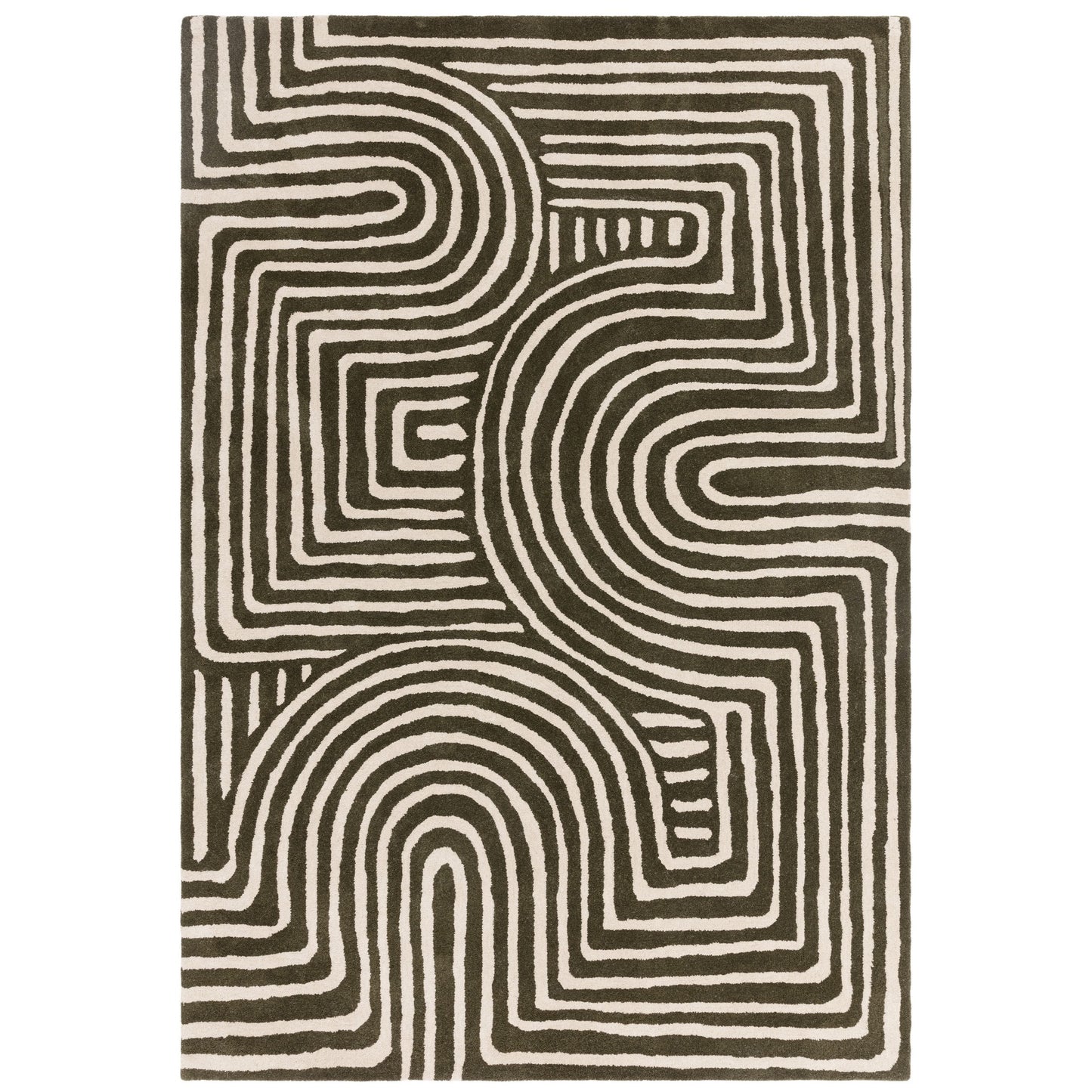 Reef Curve RF30 Modern Abstract Rug in Forest Green