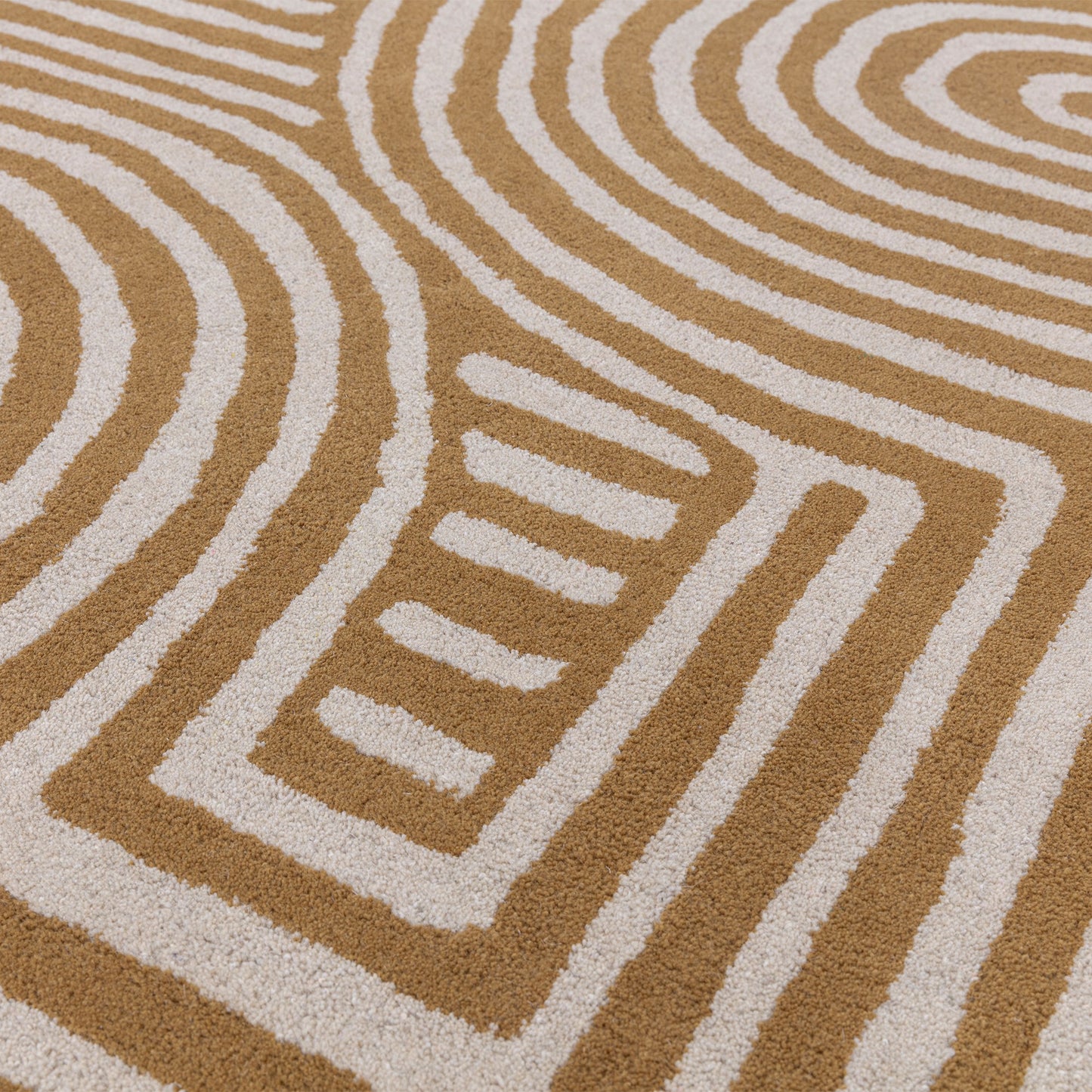 Reef Curve RF28 Modern Abstract Rug in Ochre Yellow