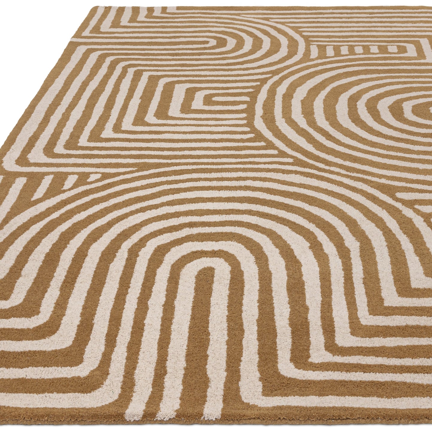 Reef Curve RF28 Modern Abstract Rug in Ochre Yellow