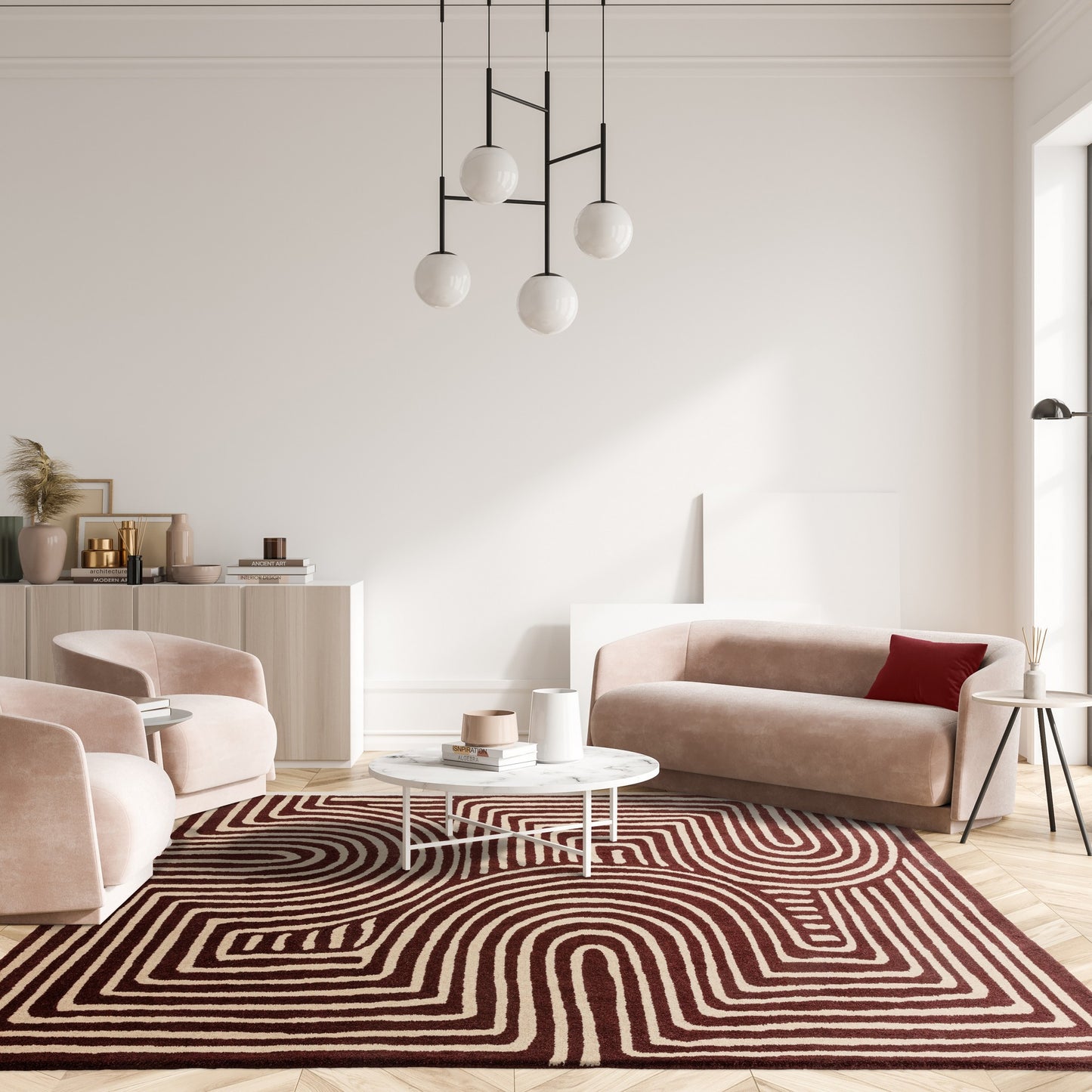 Reef Curve RF29 Modern Abstract Rug in Plum Purple