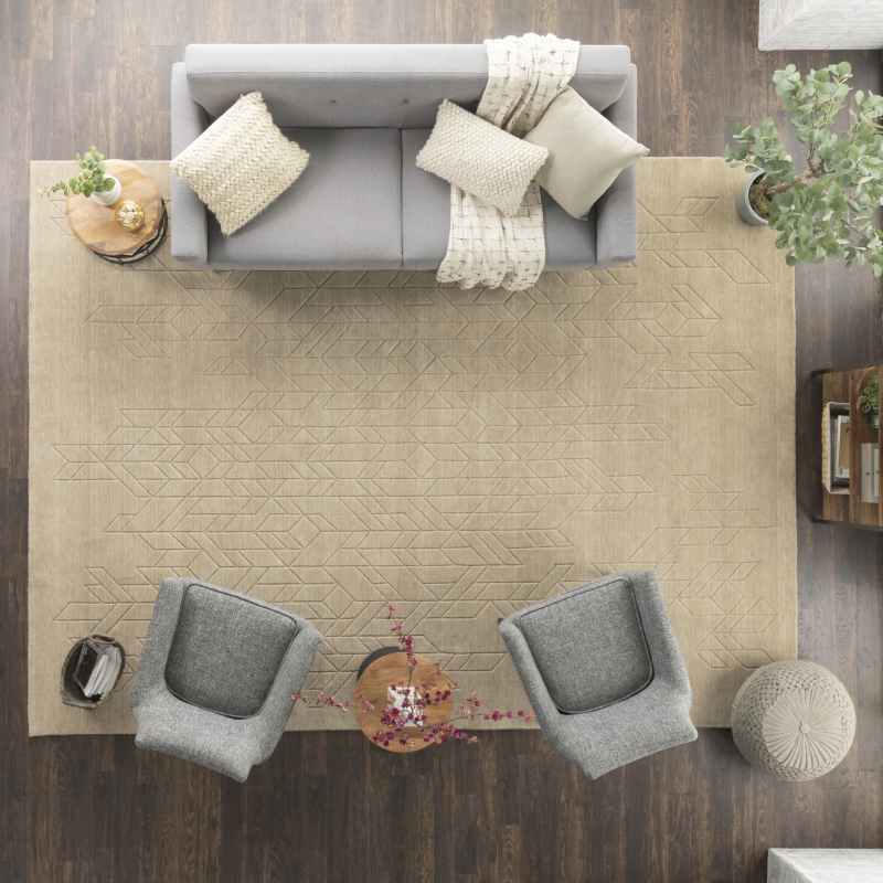 Alessia ALE01 Geometric Wool Rugs by Nourison in Beige