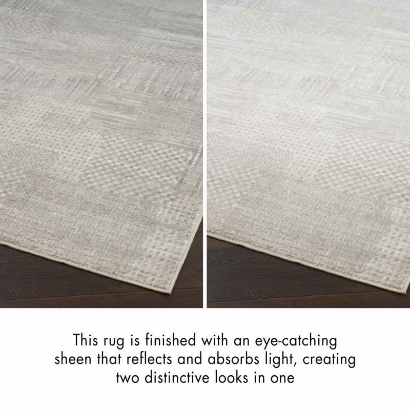 Glitz GLZ09 Geometric Runner Rugs by Nourison in Silver Grey