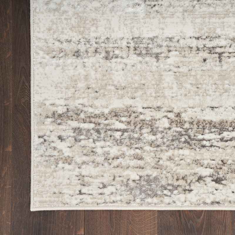 Glitz GLZ10 Abstract Runner Rugs by Nourison in Cream Grey