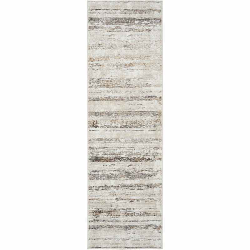 Glitz GLZ10 Abstract Runner Rugs by Nourison in Cream Grey