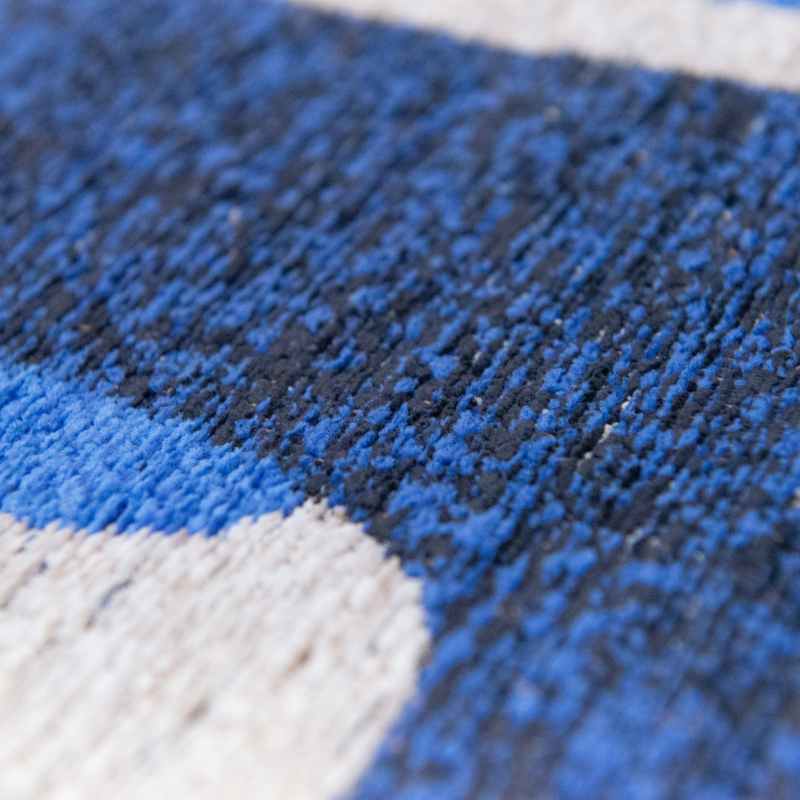 Louis De Poortere Designer Kuba Round Rugs in 9336 Ultramarine Blue