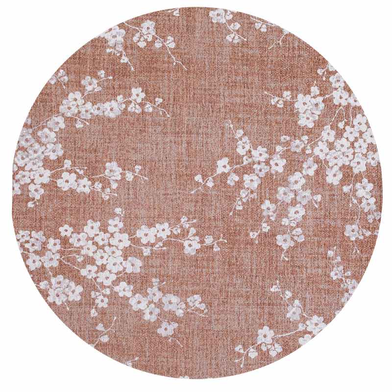 Louis De Poortere Designer Sakura Round Rugs in 9371 Copper Pink