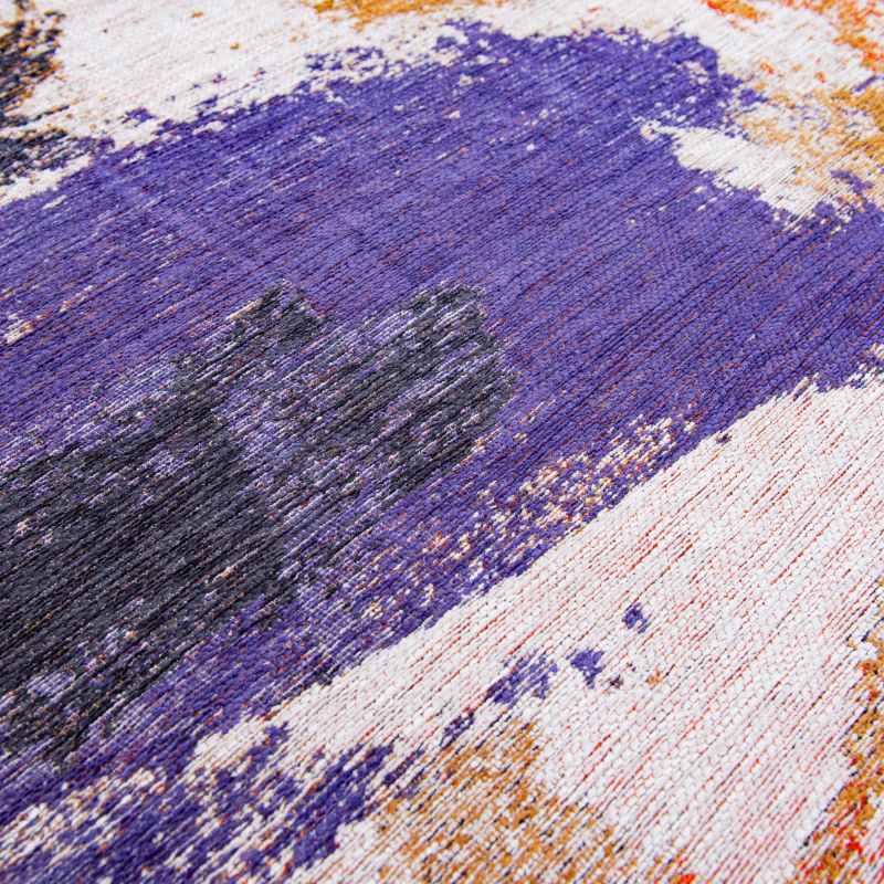 Louis De Poortere Designer Fresque Round Rugs in 9342 Purple Game