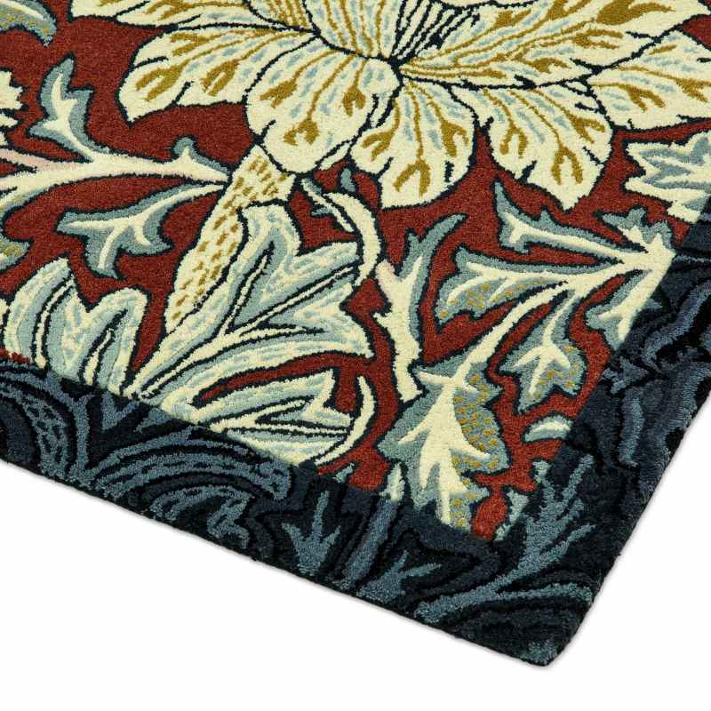 Trent Floral Wool Rugs 127510 by Morris & Co in Webbs Blue