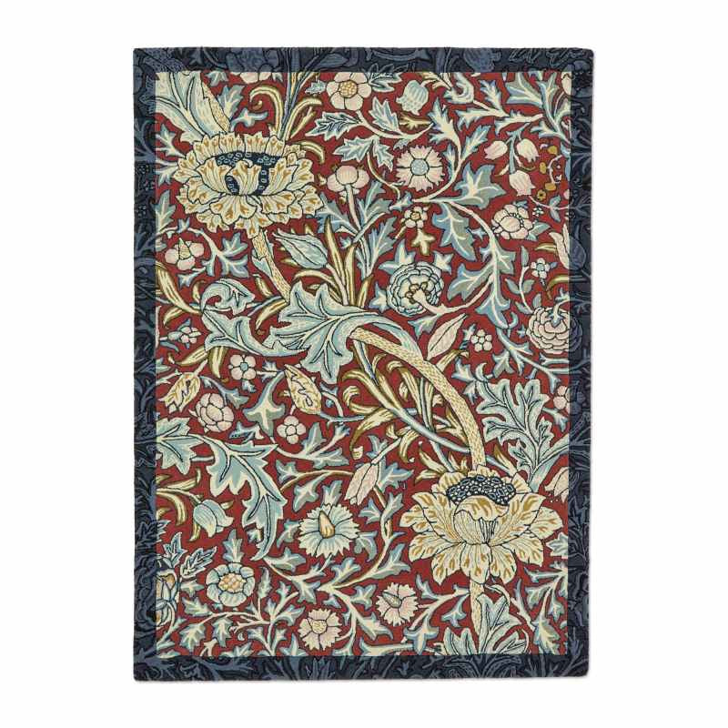 Trent Floral Wool Rugs 127510 by Morris & Co in Webbs Blue
