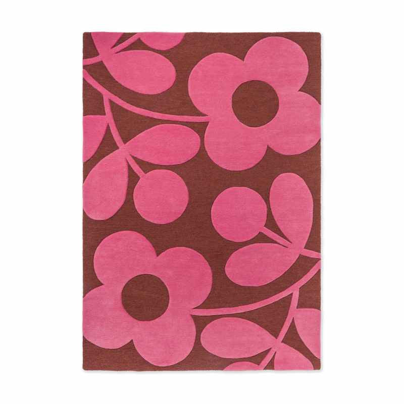 Sprig Stem Wool Rugs 063900 by Orla Kiely in Paprika Pink