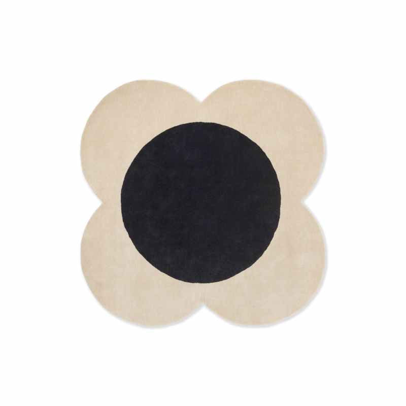 Flower Spot Wool Rugs 158409 by Orla Kiely in Ecru Black