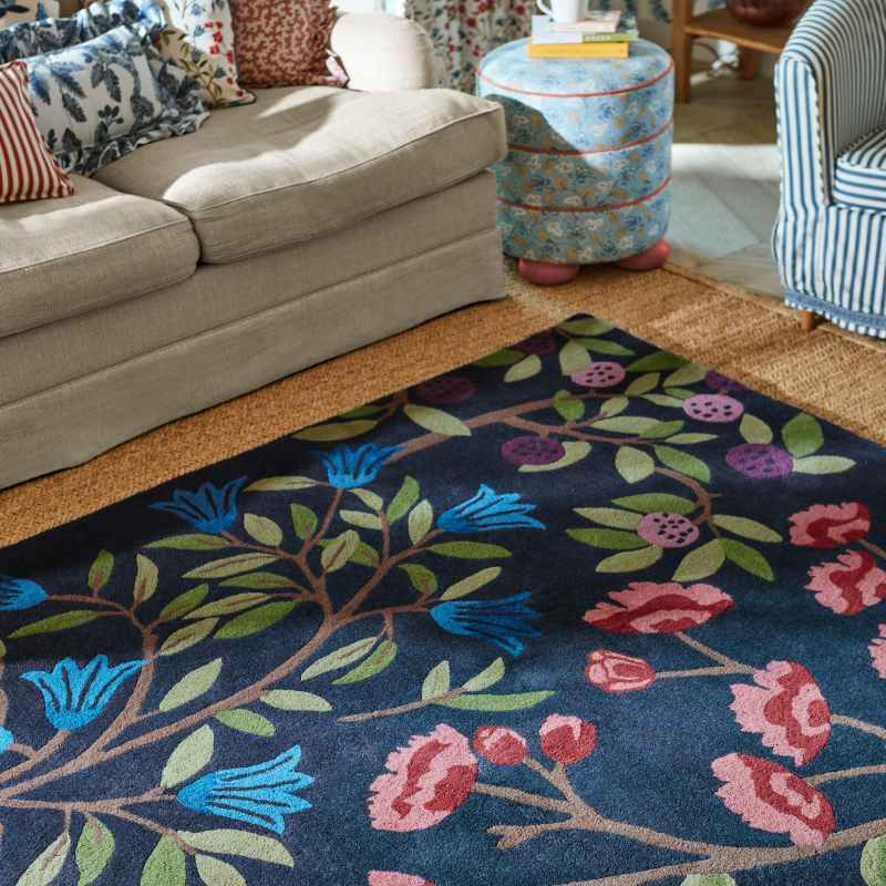 Foraging Wool Rug 146618 by Sanderson in Indigo Blue