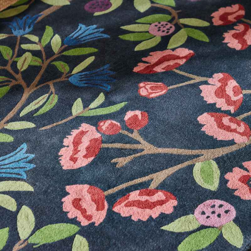 Foraging Wool Rug 146618 by Sanderson in Indigo Blue