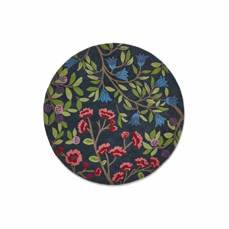 Foraging Wool Circle Rug 146618 by Sanderson in Indigo Blue
