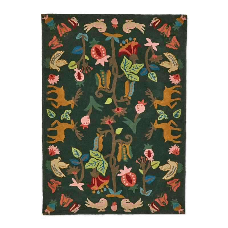 Forest Of Dean Wool Rug 146907 by Sanderson in Forest Green