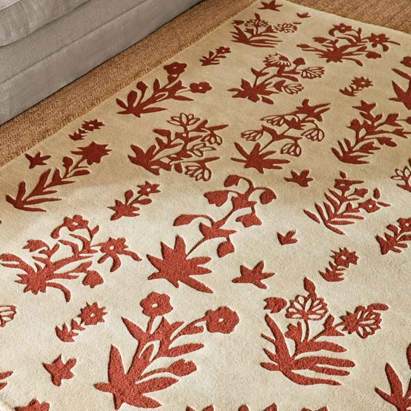 Woodland Glade Wool Rug 146801 by Sanderson in Linen Russet Brown