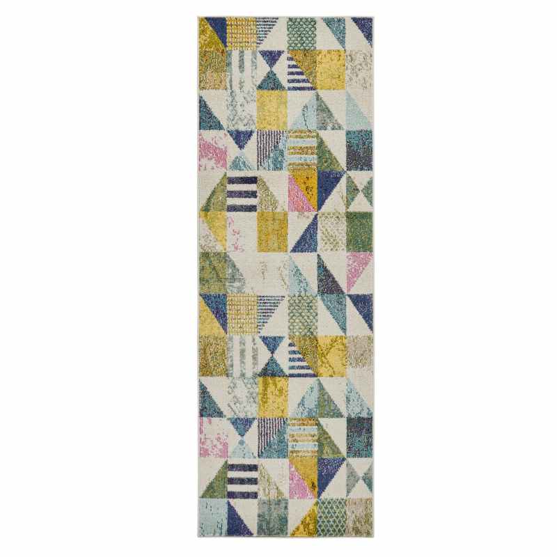 Carnaval CAR101 Geometric Runner Rug by Concept Looms in Light Multi