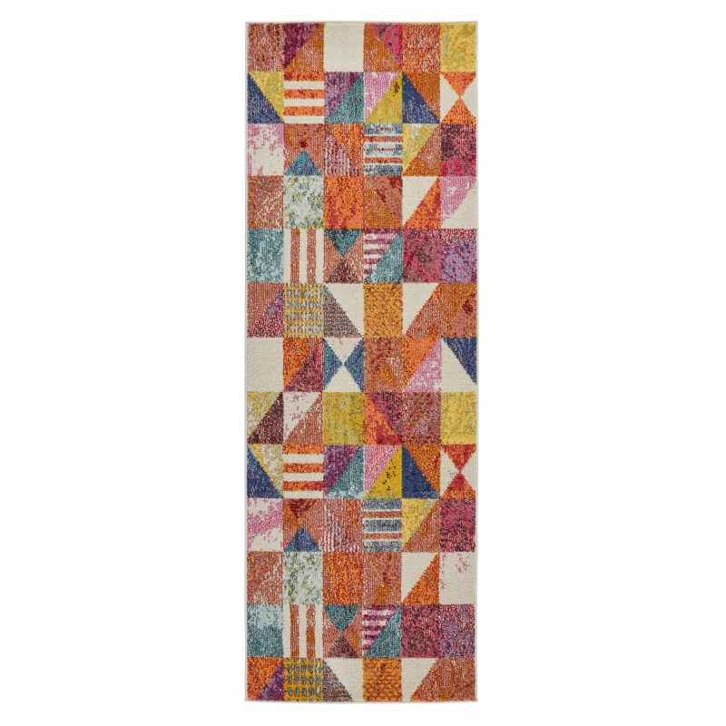 Carnaval CAR102 Geometric Runner Rug by Concept Looms in Multicolour
