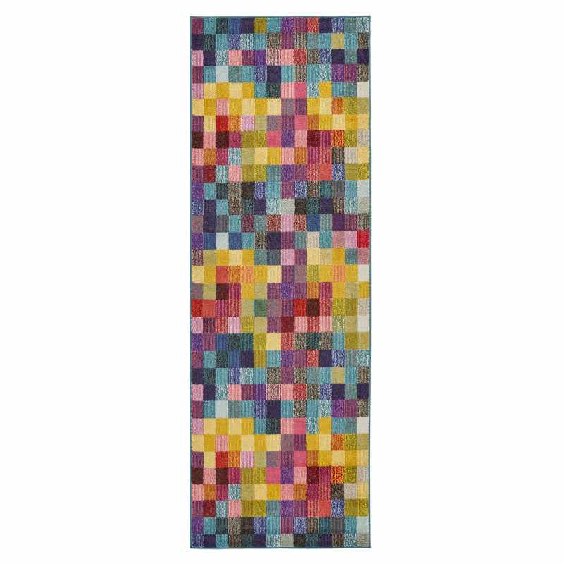 Carnaval CAR103 Geometric Runner Rug by Concept Looms in Multicolour